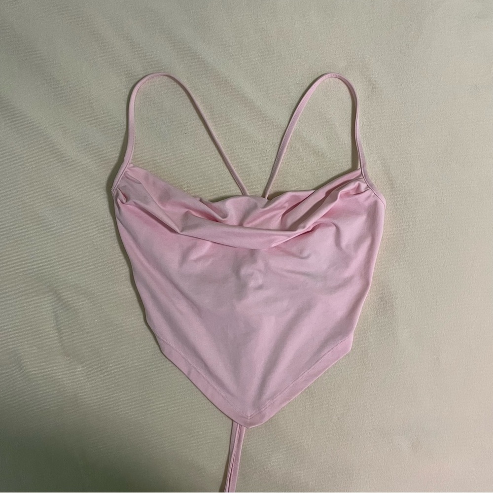 𝅺H&M DIVIDED Pink Crop Top Open Back Size Medium